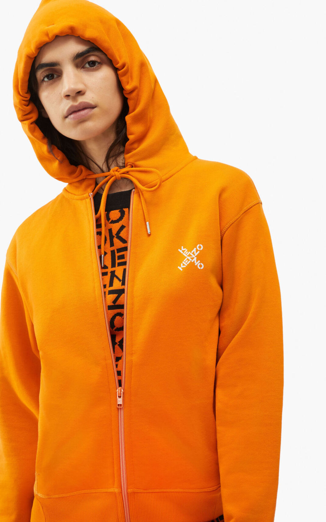 Sweat Kenzo Femme Sport Big X zipped Orange Foncé JFPRH-5721